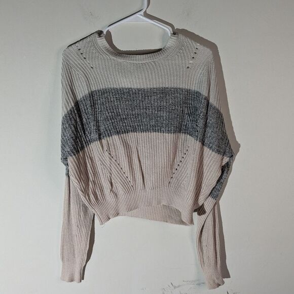 Garage Colorblock Gray Pink Knit Slouchy Sweater - Picture 1 of 4